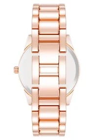 Steve Madden Women's Coin Edge Rose Gold-Tone Alloy Metal Bracelet Watch, 36mm