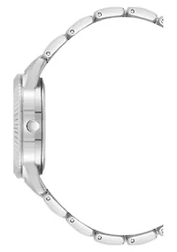 Steve Madden Women's Coin Edge Silver-Tone Alloy Metal Bracelet Watch, 36mm