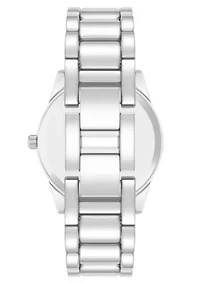 Steve Madden Women's Coin Edge Silver-Tone Alloy Metal Bracelet Watch, 36mm