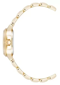Steve Madden Women's Everyday Black and Gold-Tone Alloy Metal Bracelet Watch, 30mm