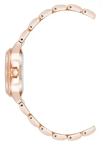 Steve Madden Women's Everyday Hot Pink and Rose Gold-Tone Alloy Metal Bracelet Watch, 30mm