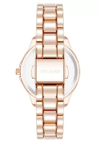 Steve Madden Women's Everyday Hot Pink and Rose Gold-Tone Alloy Metal Bracelet Watch, 30mm
