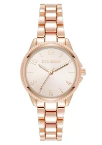 Steve Madden Women's Everyday Rose Gold-Tone Alloy Metal Bracelet Watch, 30mm