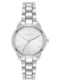 Steve Madden Women's Everyday Silver-Tone Alloy Metal Bracelet Watch, 30mm
