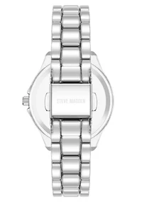 Steve Madden Women's Everyday Silver-Tone Alloy Metal Bracelet Watch, 30mm