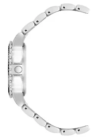 Steve Madden Women's Essential Black and Silver-Tone Alloy Metal Bracelet Watch, 33.5