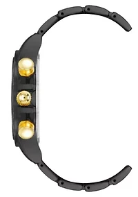 Steve Madden Men's Iconic Champagne and Black Alloy Metal Watch, 45mm