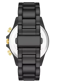 Steve Madden Men's Iconic Champagne and Black Alloy Metal Watch, 45mm