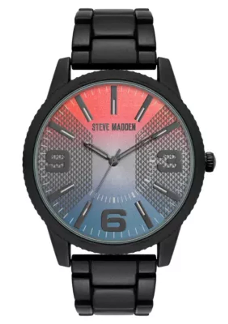 Steve Madden Men's Contemporary Black Alloy Metal Watch, 45mm