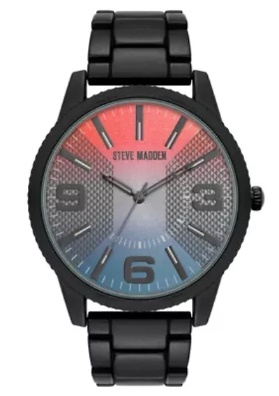 Steve Madden Men's Contemporary Black Alloy Metal Watch, 45mm