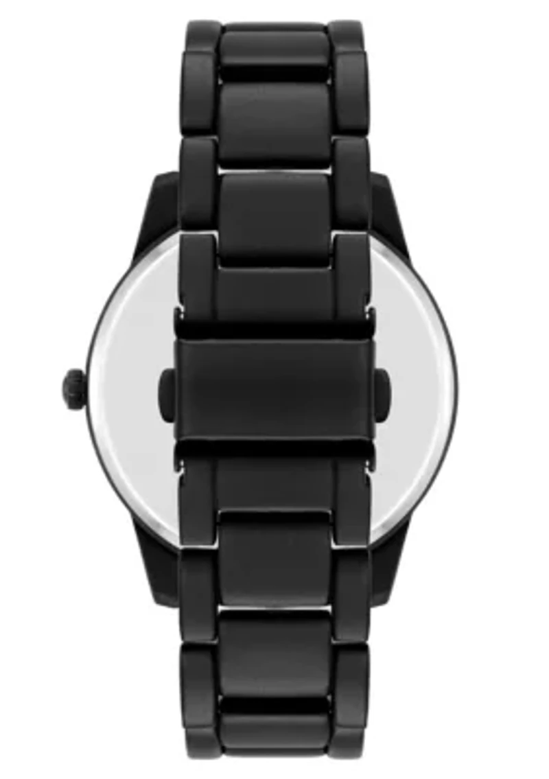 Steve Madden Men's Contemporary Black Alloy Metal Watch, 45mm