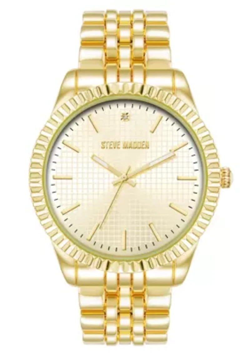 Steve Madden Men's Coin Edge Gold-Tone Alloy Metal Watch, 44mm