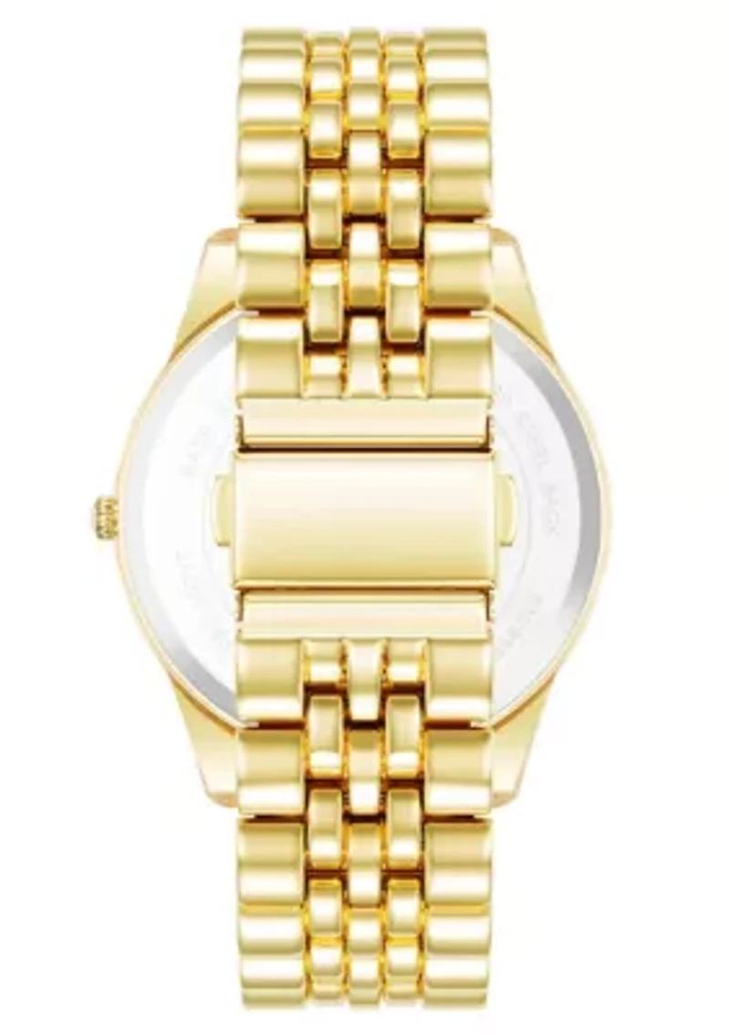 Steve Madden Men's Coin Edge Gold-Tone Alloy Metal Watch, 44mm