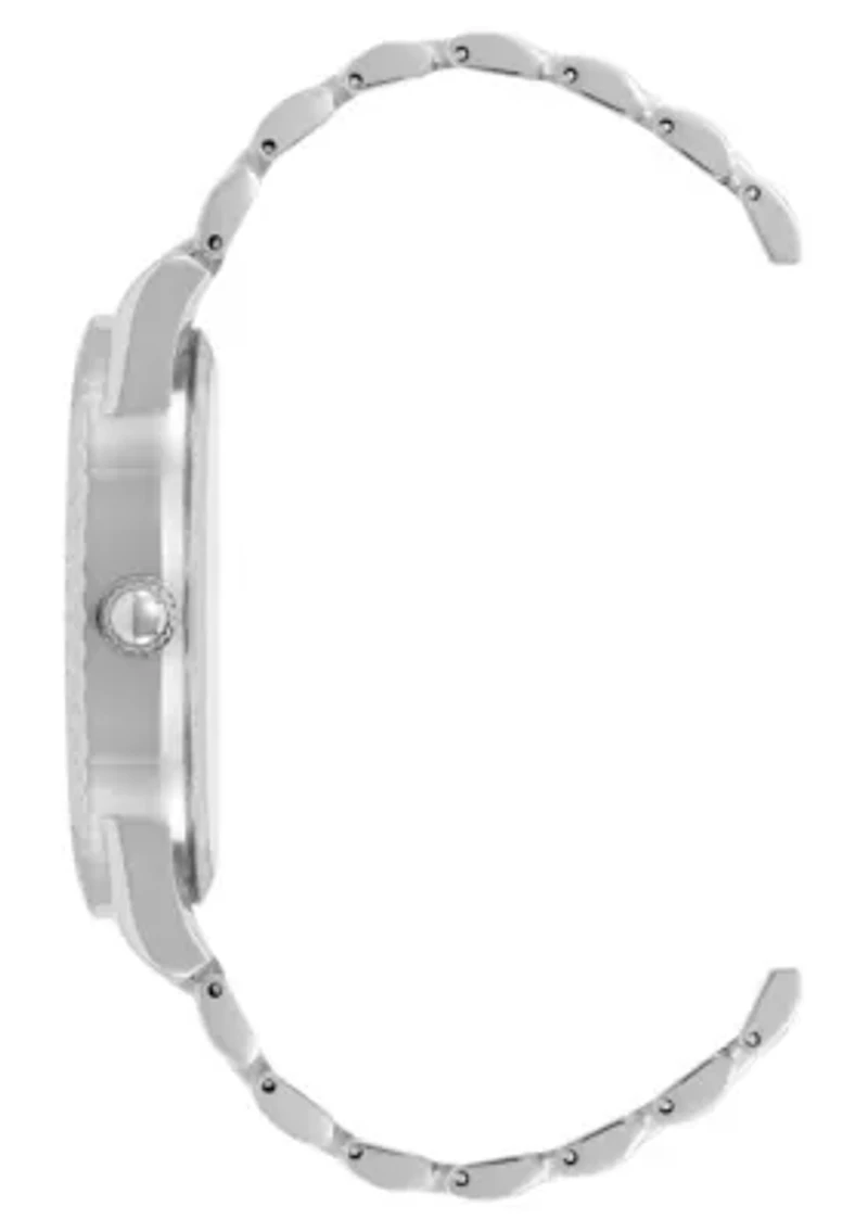 Steve Madden Men's Coin Edge Turquoise and Silver-Tone Alloy Metal Watch, 44mm