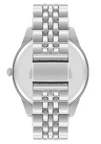 Steve Madden Men's Coin Edge Turquoise and Silver-Tone Alloy Metal Watch, 44mm