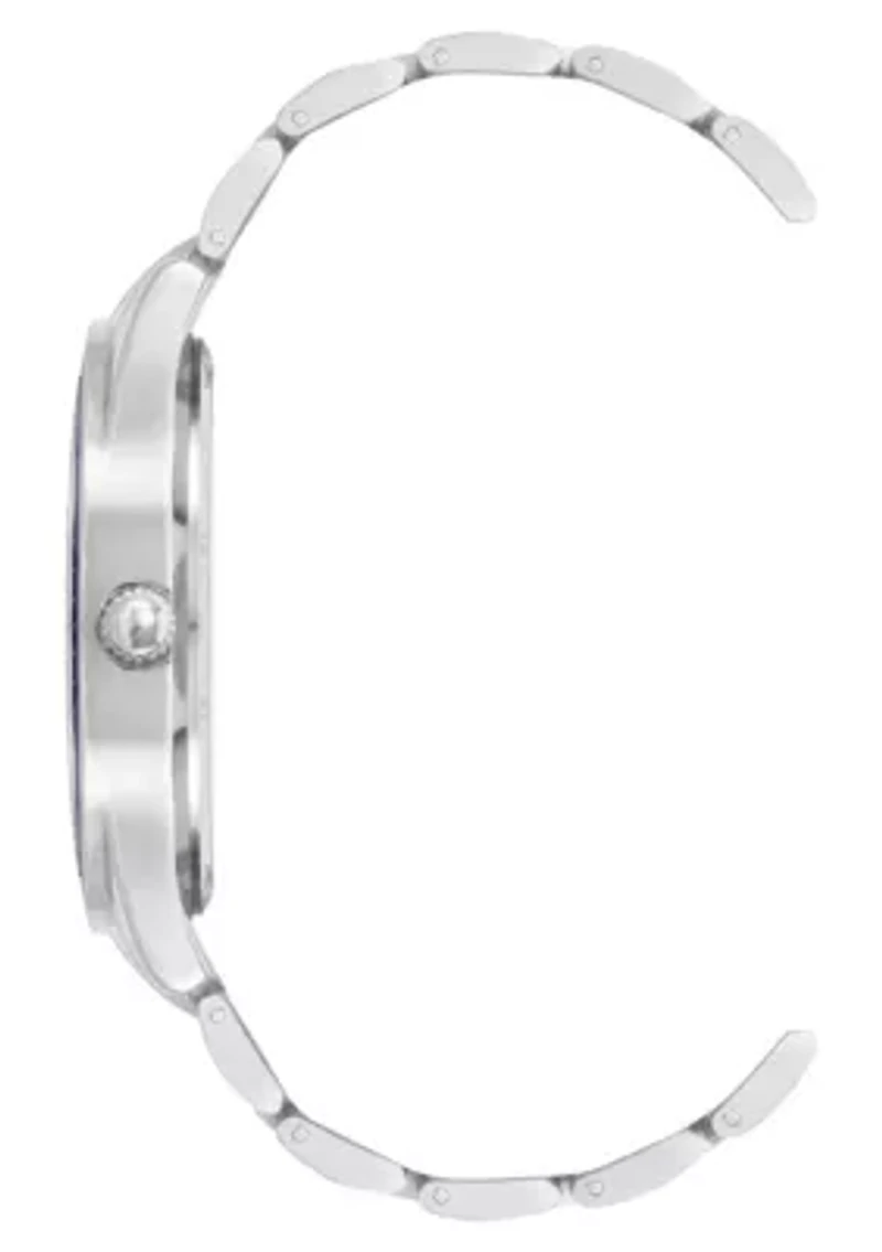 Steve Madden Men's Essential Blue/Black Silver-Tone Alloy Metal Watch, 45mm