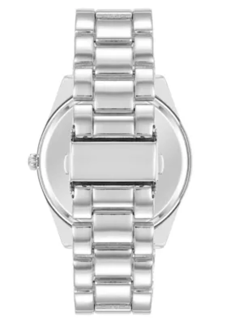 Steve Madden Men's Essential Blue/Black Silver-Tone Alloy Metal Watch, 45mm
