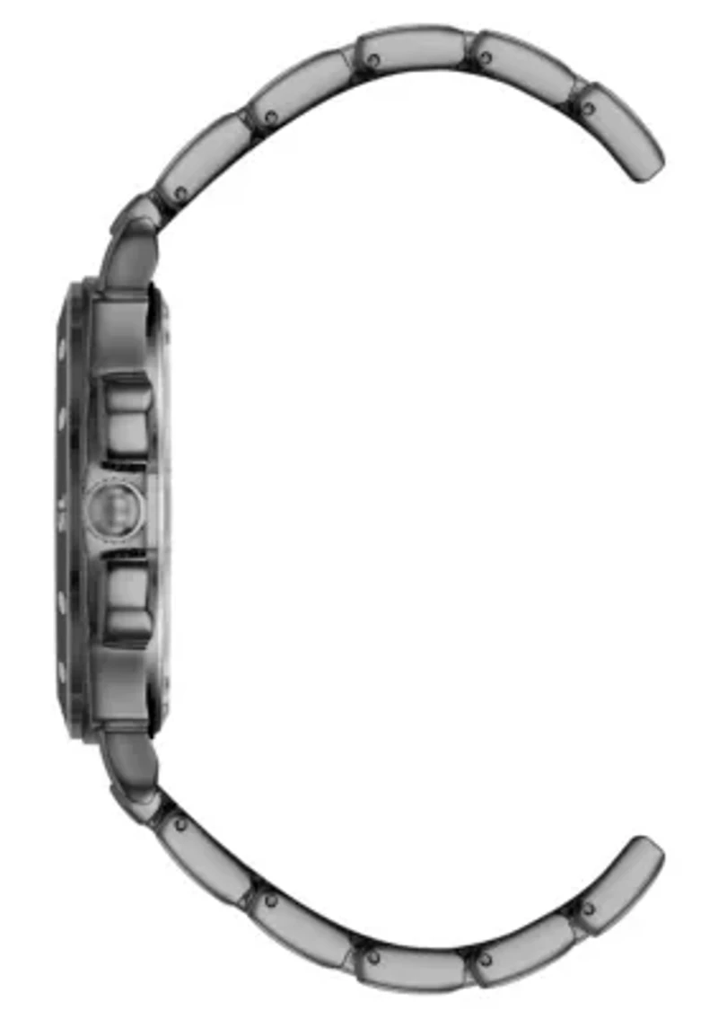 Steve Madden Men's Polished Black Alloy Metal Watch, 45mm