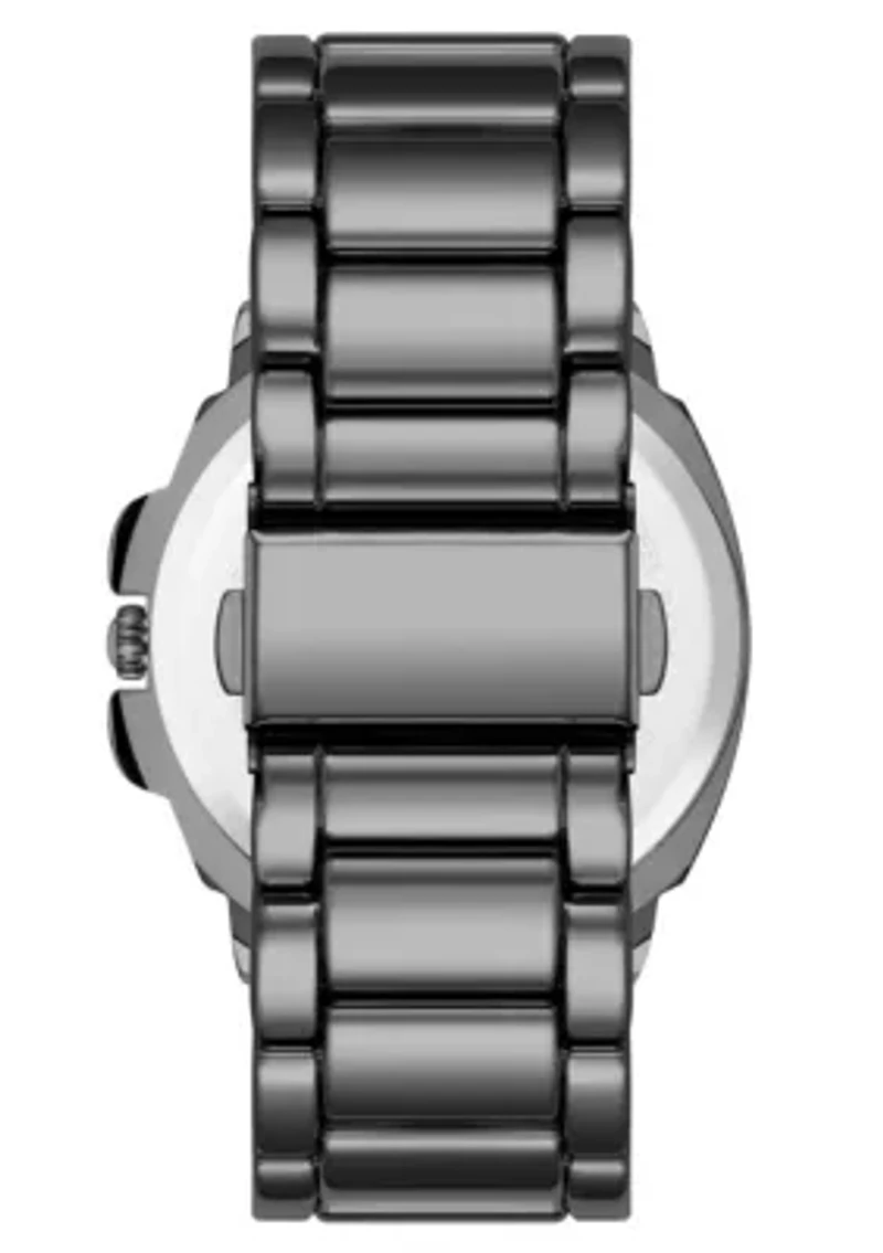 Steve Madden Men's Polished Black Alloy Metal Watch, 45mm