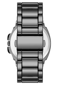 Steve Madden Men's Polished Black Alloy Metal Watch, 45mm