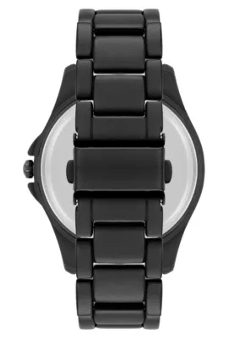 Steve Madden Men's Detailed Champagne and Black Alloy Metal Watch, 45mm