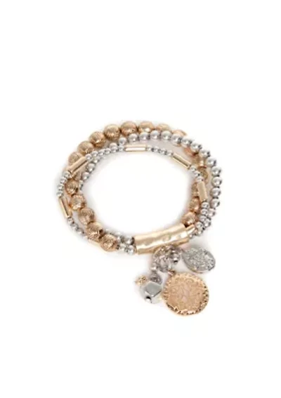 Two-Tone Metal Bracelets With Charms
