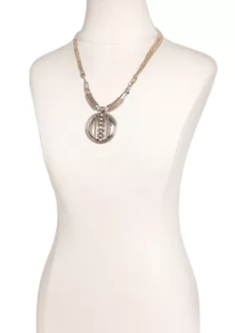 Two Tone Chain Reactive Pendant Necklace
