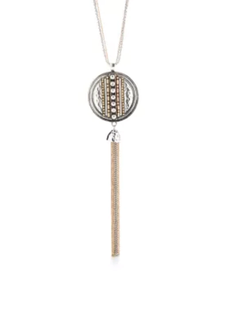 Two-Tone Chain Reactive Long Pendant Tassel Necklace