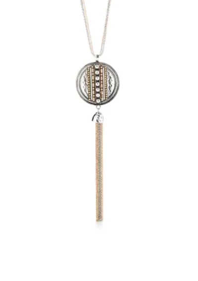 Two-Tone Chain Reactive Long Pendant Tassel Necklace