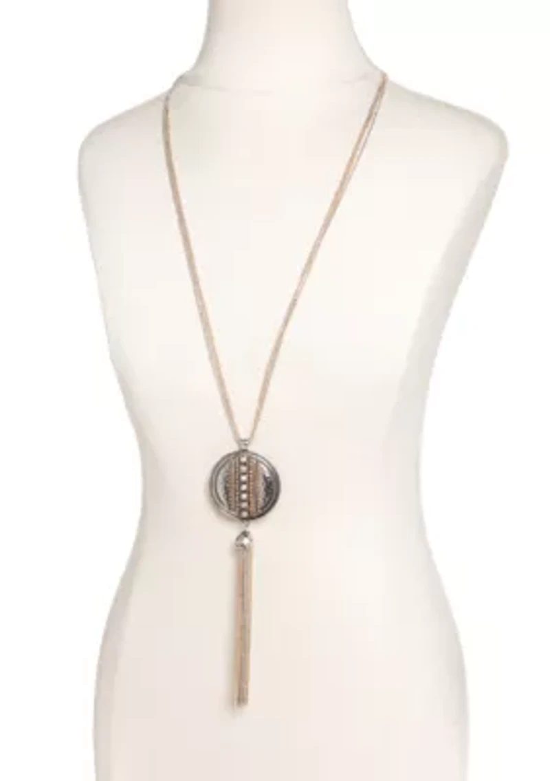 Two-Tone Chain Reactive Long Pendant Tassel Necklace