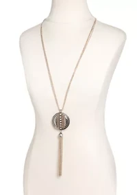 Two-Tone Chain Reactive Long Pendant Tassel Necklace