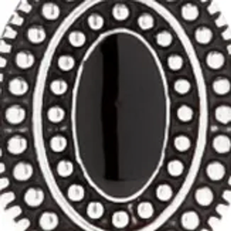 Silver Tone Epoxy Oval Pendant Tassel Necklace