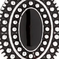 Silver Tone Epoxy Oval Pendant Tassel Necklace