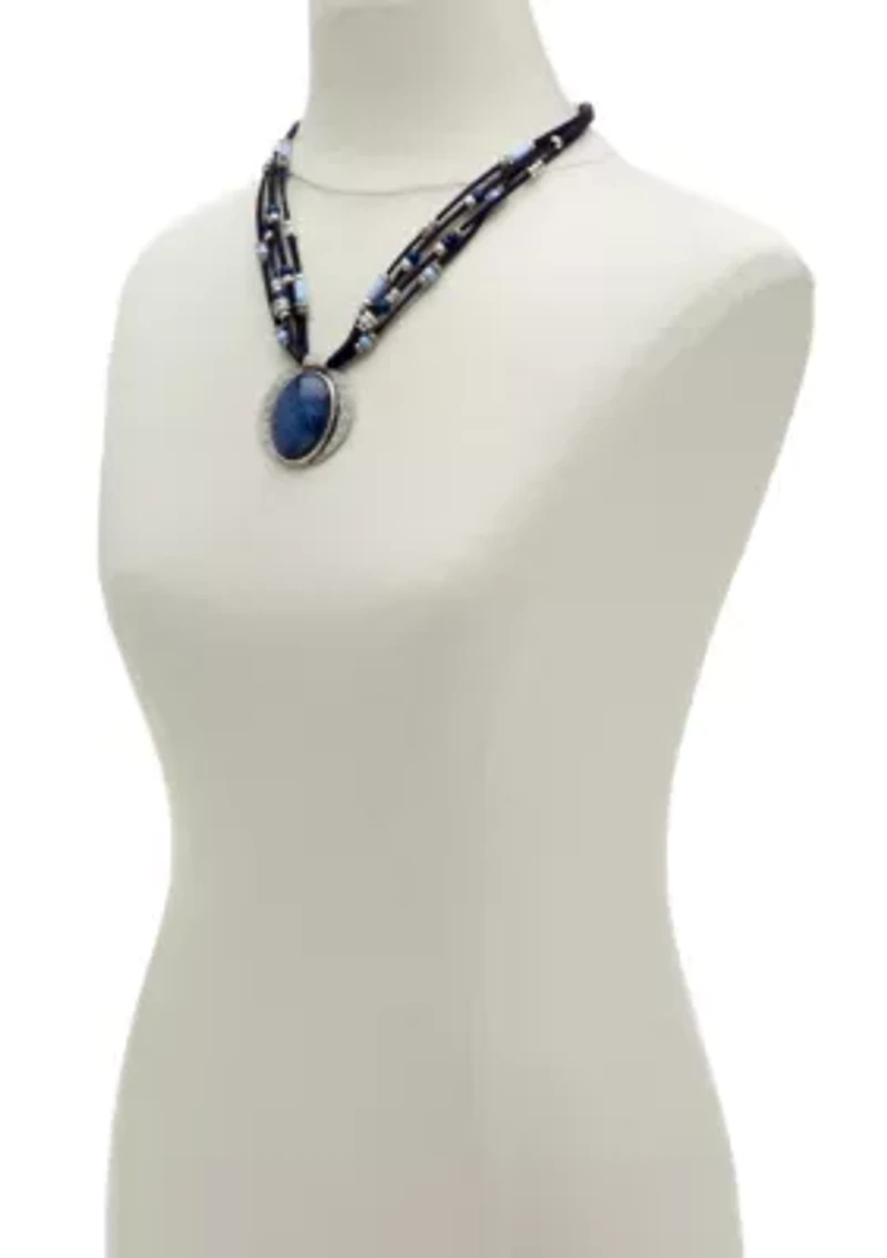 Color Splash Blue Multi Strand Pendant Necklace
