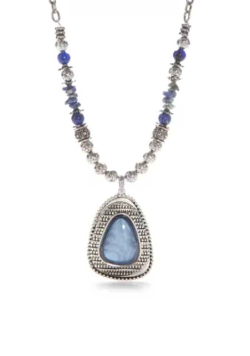Silver-Tone Teardrop Pendant Necklace
