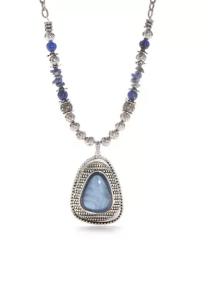 Silver-Tone Teardrop Pendant Necklace