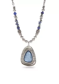 Silver-Tone Teardrop Pendant Necklace