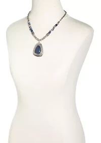 Silver-Tone Teardrop Pendant Necklace