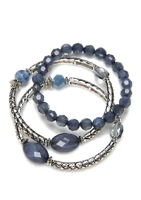 Silver-Tone 3 Row Stretch Bracelet 