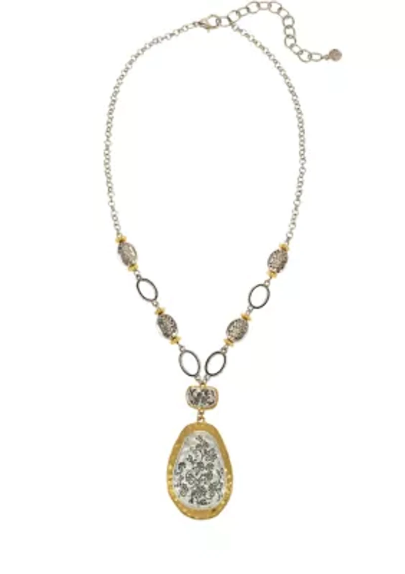 Two-Tone Bead Pendant Necklace