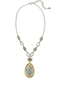 Two-Tone Bead Pendant Necklace 