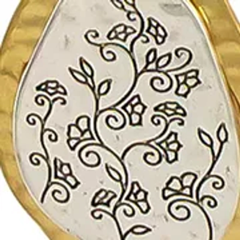 Two Tone Long Teardrop Pendant Tassel Necklace