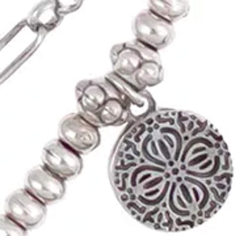 Silver Tone 19" 2 Row Disc Drop Necklace