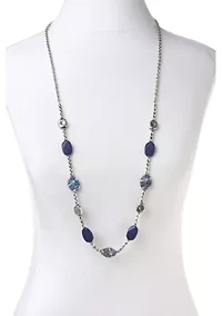 Multi Stone Linked Long Necklace