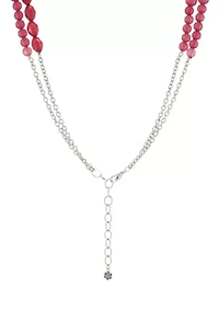 Silver Tone Beaded Double Row Necklace