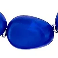 Silver Blue Beaded Two Row Short Necklace