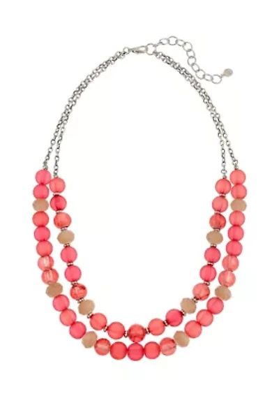 Two Row Coral Beaded Necklace