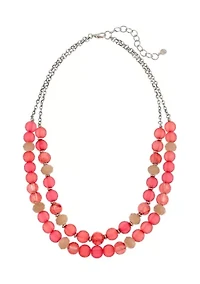 Two Row Coral Beaded Necklace
