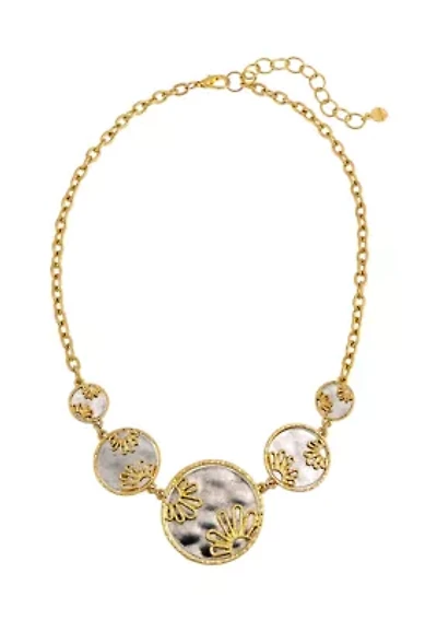 Graduated Round Floral Disc Necklace
