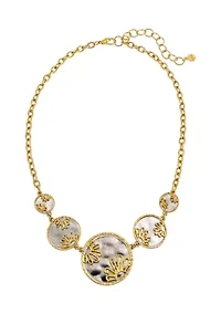 Graduated Round Floral Disc Necklace